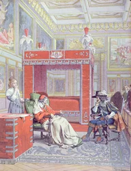 La morte di Armand-Jean du Plessis, Cardinale Richelieu (1585-1642), illustrazione da una vita di Richelieu di Theodore Camu, 1910